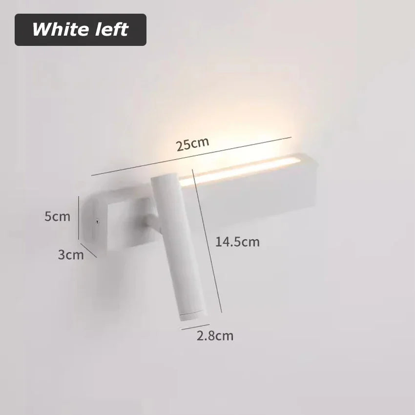 Bedroom Bedside LED Reading Wall Lamp Atmosphere Lamp Modern and Minimalist Hotel Study Living room Background Wall Sconce