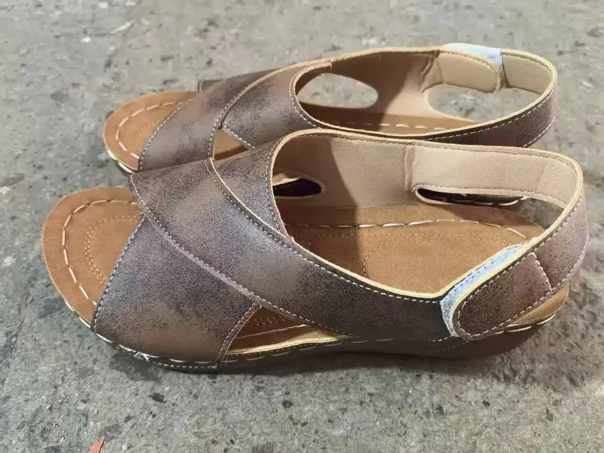 New Women's Contrast Color Wedge Sandals Summer Peep Toe Non Slip Beach Shoes Woman Comfortable Platform Roman Sandalias