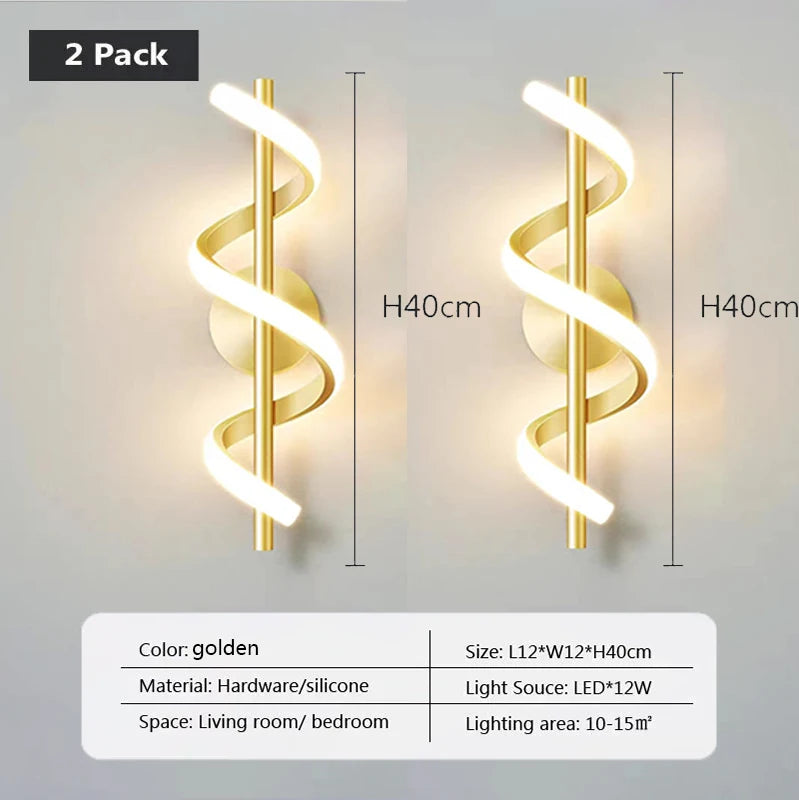 Modern LED Wall Lamp Luxury Home Decor Line Wall Sconce Bedroom Bedside Corridor Living Room Backgroud Black White Gold Lights