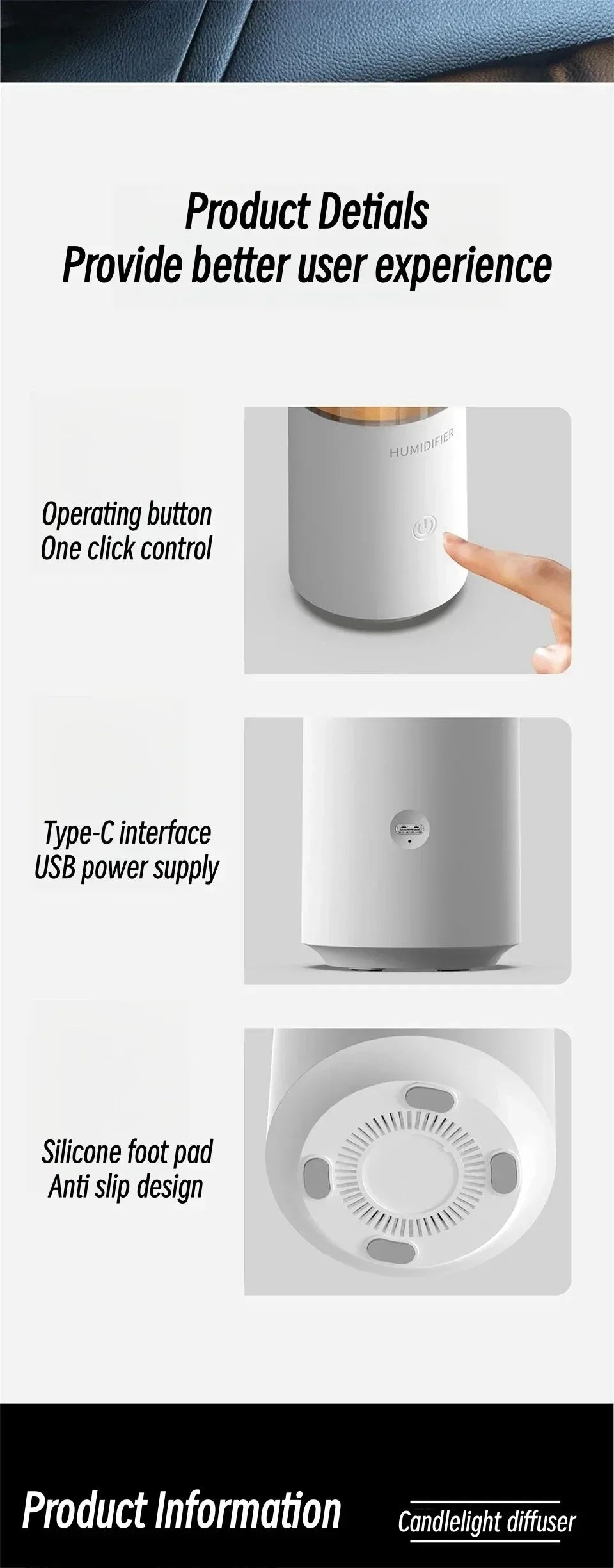 Mini Atmosphere Aromatherapy Diffuser USB powered ultrasonic spray for household cars Electric essential oil diffuser