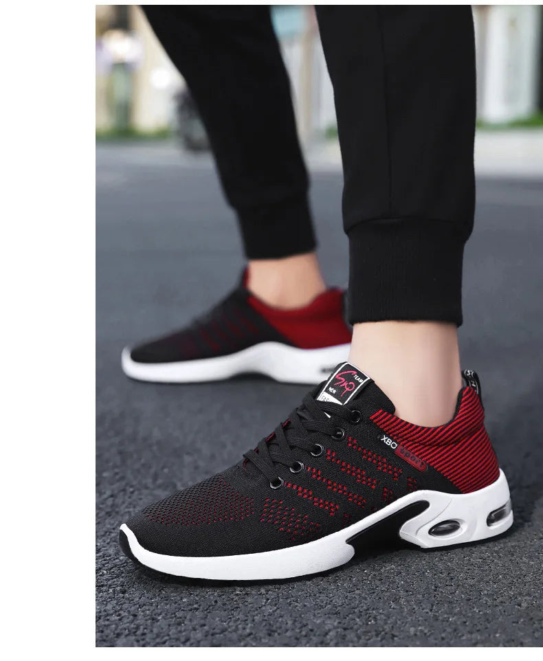 Men's Trendy Breathable Lace-Up Running Shoes Korean Light Casual Sports Sneakers