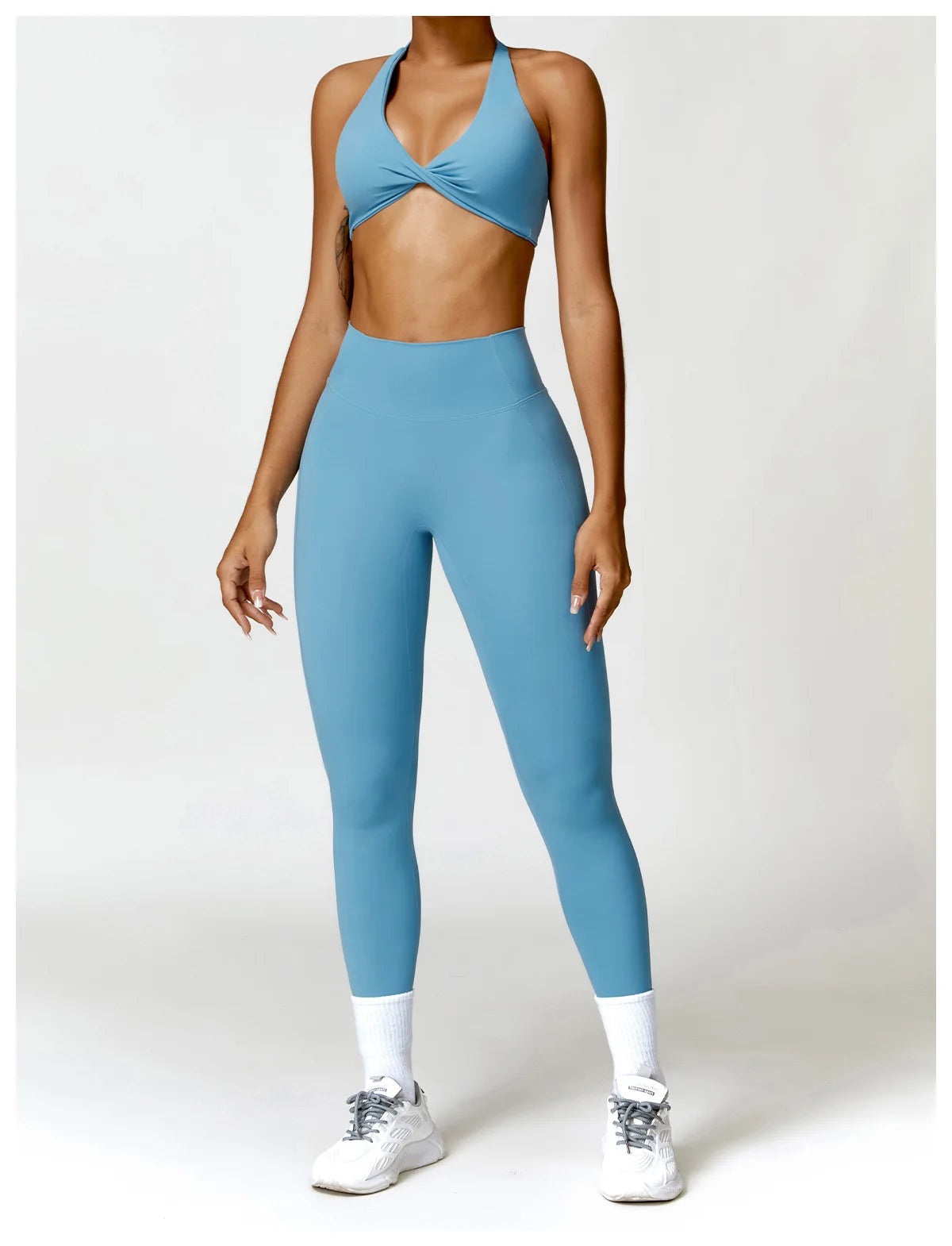 Women Seamless Yoga Set 2PCS Gym Clothes for Female Workout Halter Bra High Waist Leggings Sexy Fitness Sportswear Sports Suits