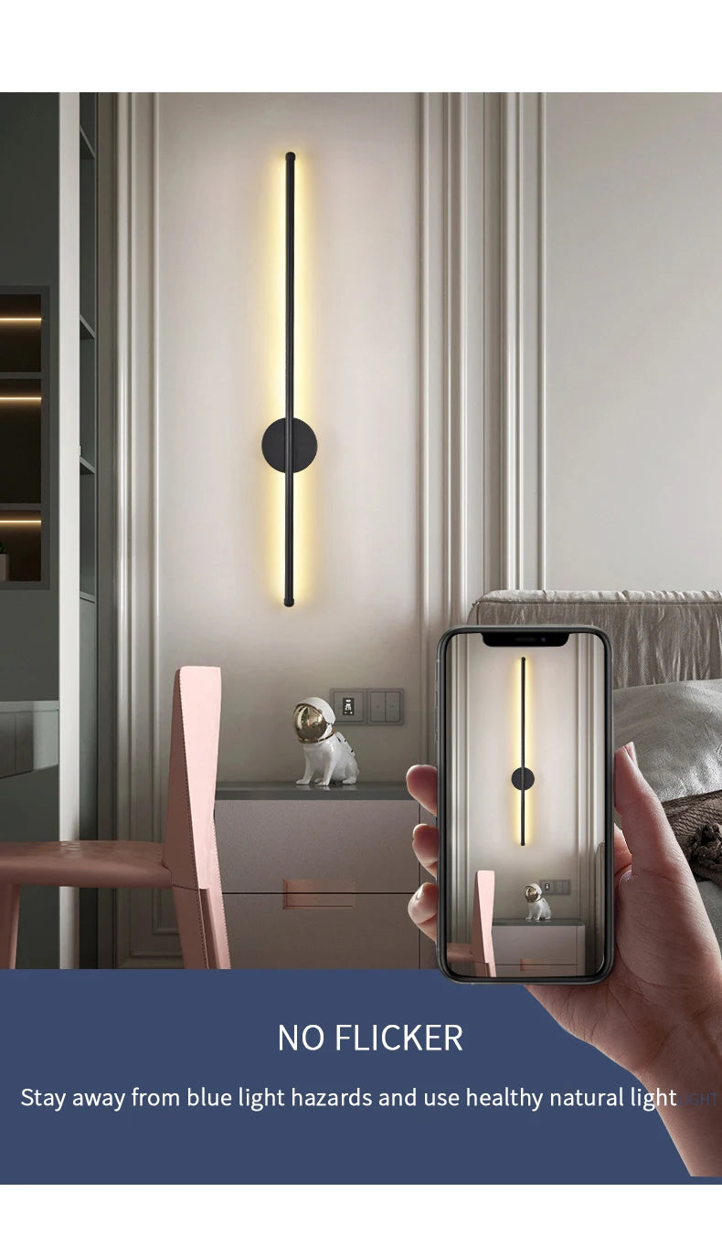Modern LED Wall Lamp Minimalist Led 40/55cm Light Bedroom Bedside Long Strip Wall Sconces Living Room Home Indoor Lighting