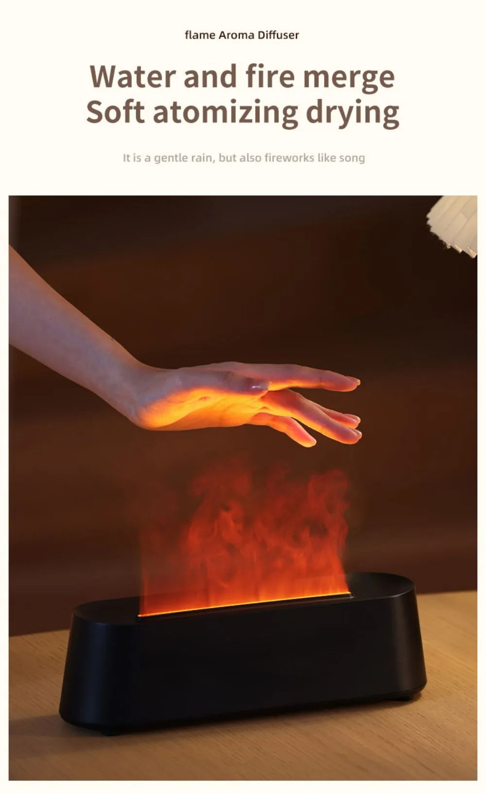 Essential Oil Aroma Diffuser Multicolor Flame Humidifier Timing Protect Colorful Ambient Light Home Air Humidifier Aroma Machine