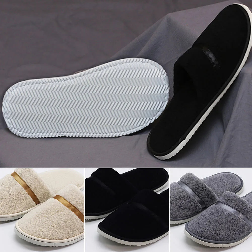 Disposable Coral Fleece Slippers Men Business Travel Passenger Shoes Home Guest Slipper Hotel Beauty Washable Shoes Slippers