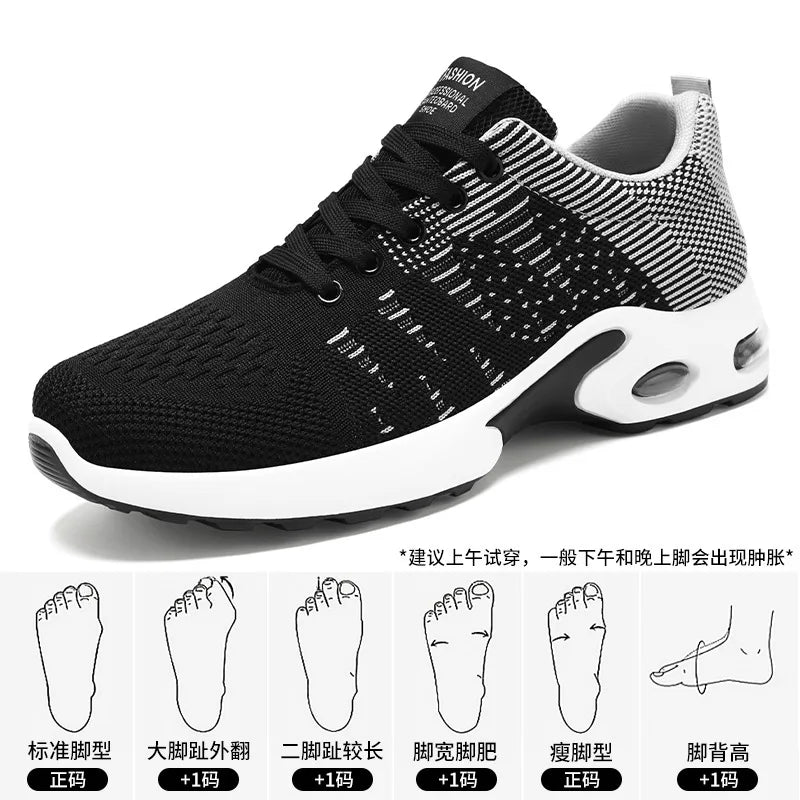 Men's Trendy Breathable Lace-Up Running Shoes Korean Light Casual Sports Sneakers
