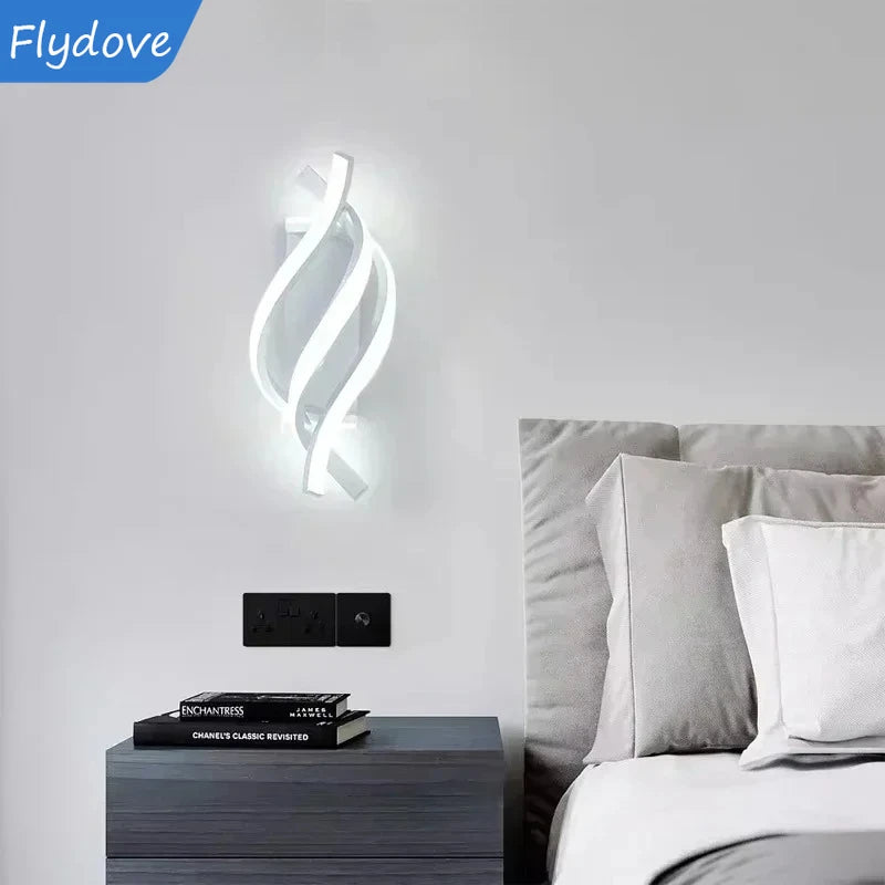 Modern LED Wall Lamp Luxury Home Decor Line Wall Sconce Bedroom Bedside Corridor Living Room Backgroud Black White Gold Lights