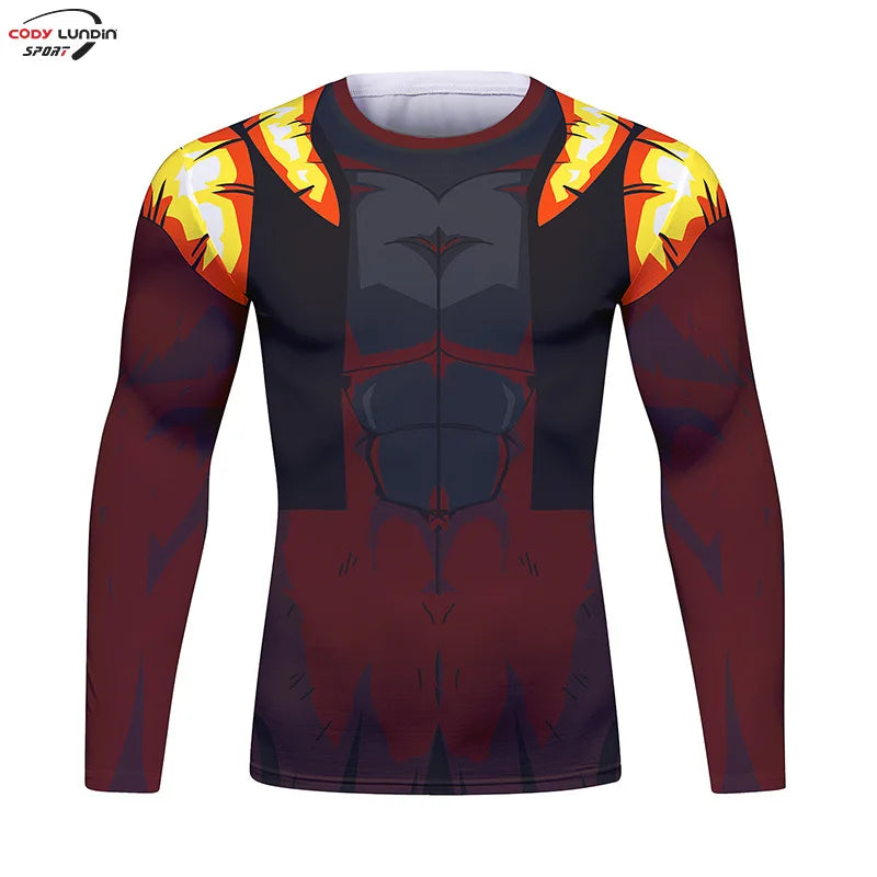 Gym Compression Shirt Men Anime GOKU Cosplay Costume T-Shirt Quick Dry  Long Sleeve Fitness Bodybuilding Workout Sport Shirts