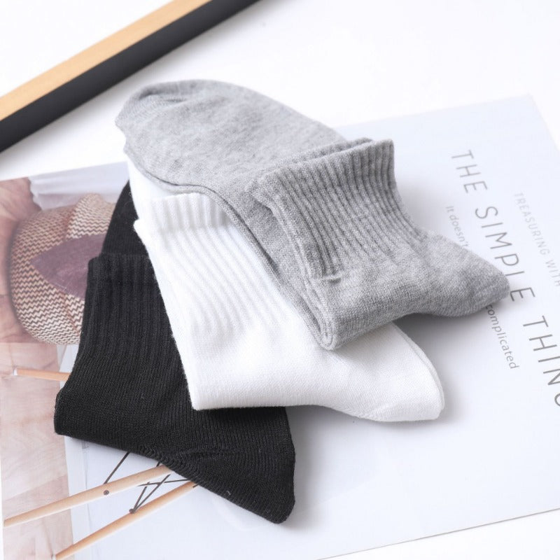 1 Pairs to 3 Pairs New Men's Summer Breathable Mid tube Socks Men Black White Solid Sports Socks Women Four Seasons Cotton Socks