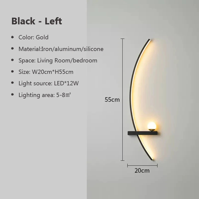 Minimalist LED Wall Lamp Modern Stripes Wall Sconce For Bedroom Bedside Living Room Study Stairs Home Decor Indoor Fixture